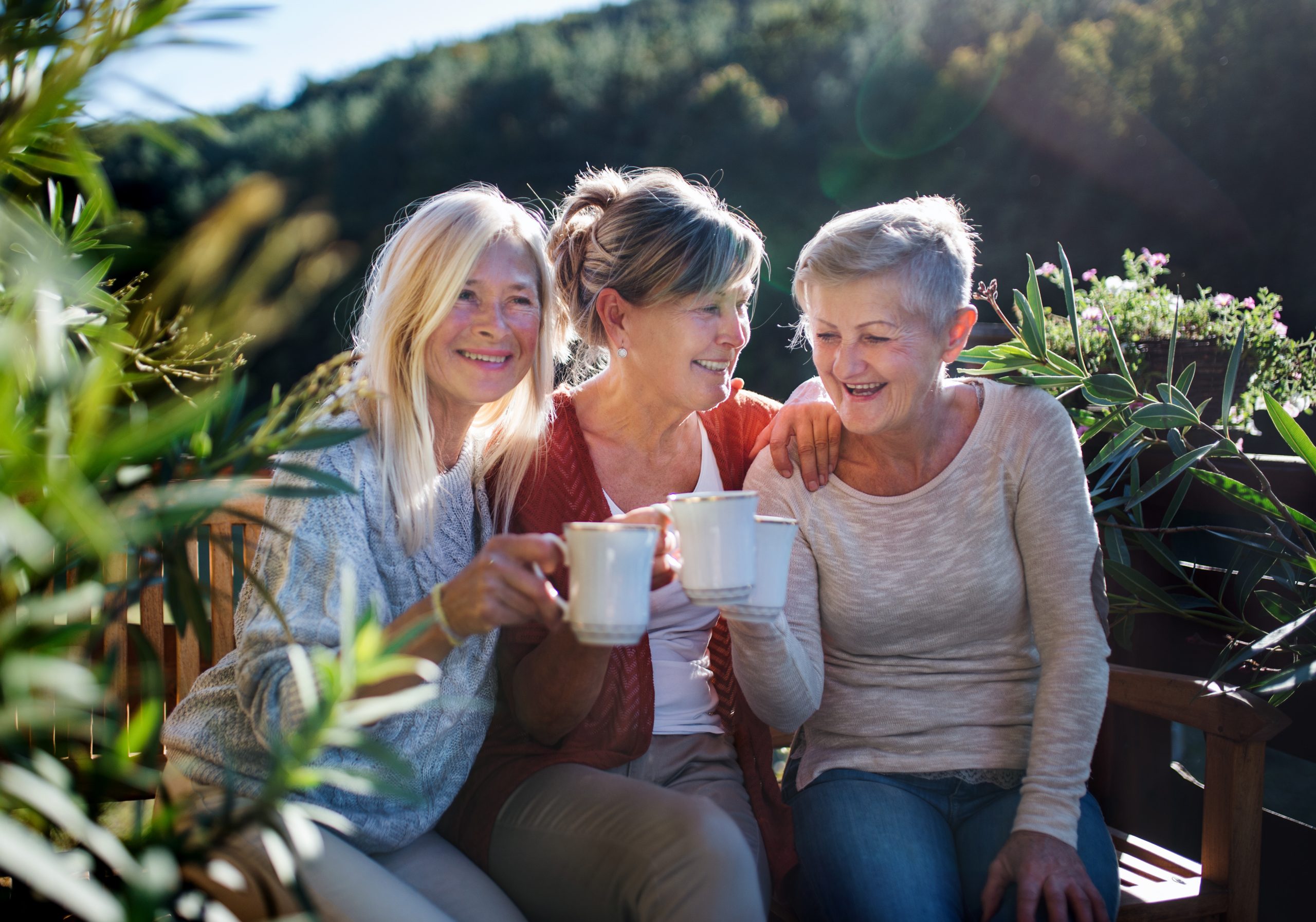 Senior friends enjoying time together outdoors